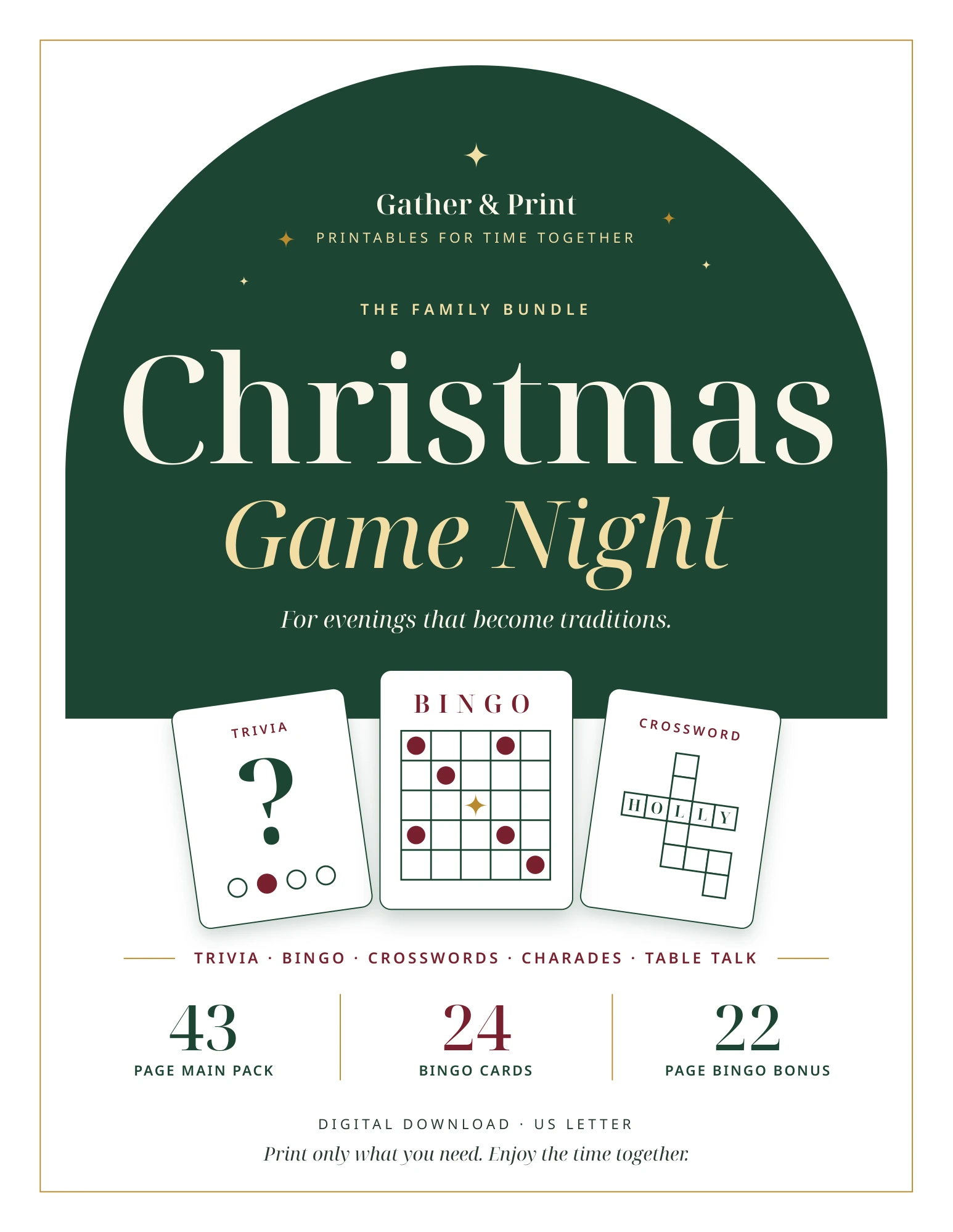 Christmas Game Night Bundle: Cover, actual PDF page 1